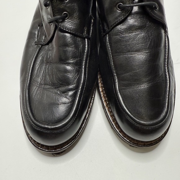 Elli Bartoli Black Leather Combat Boots Lace-Up Size 41 Italy Fur Lug Sole US 10 - Picture 4 of 10